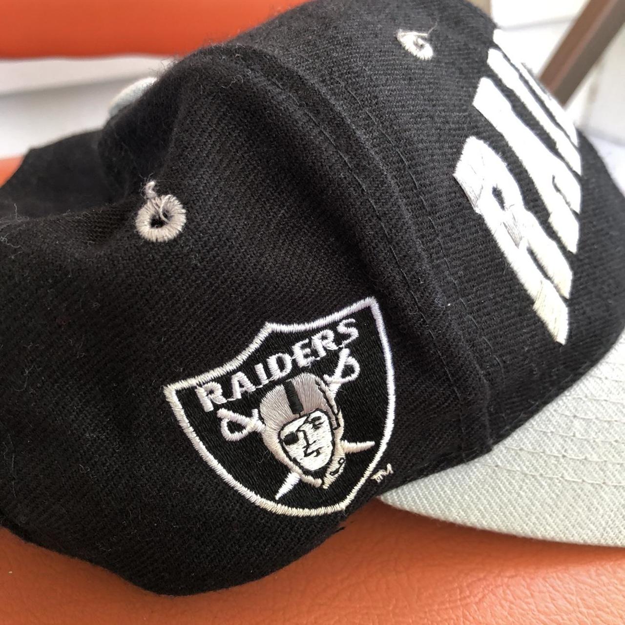 Vintage 1990s Leather Oakland Raiders SnapBack With - Depop