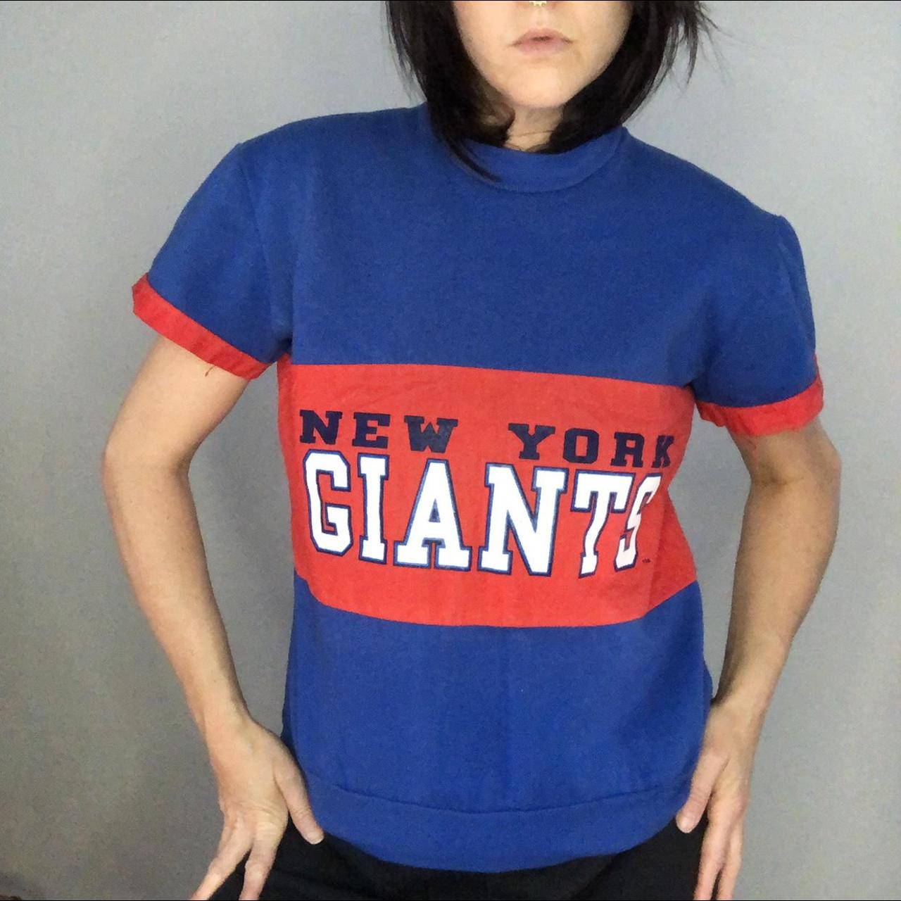 Vintage 80s New York Giants Sweatshirt. Electric - Depop