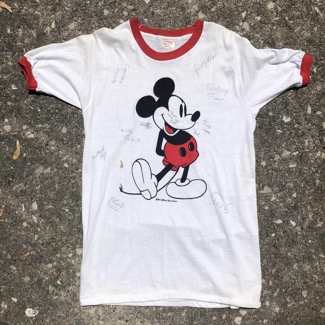 トップス 70s Mickey Mouse soaked print T-shirt Vintage 70s Mickey Mouse ringer tee likely from Walt | Depop