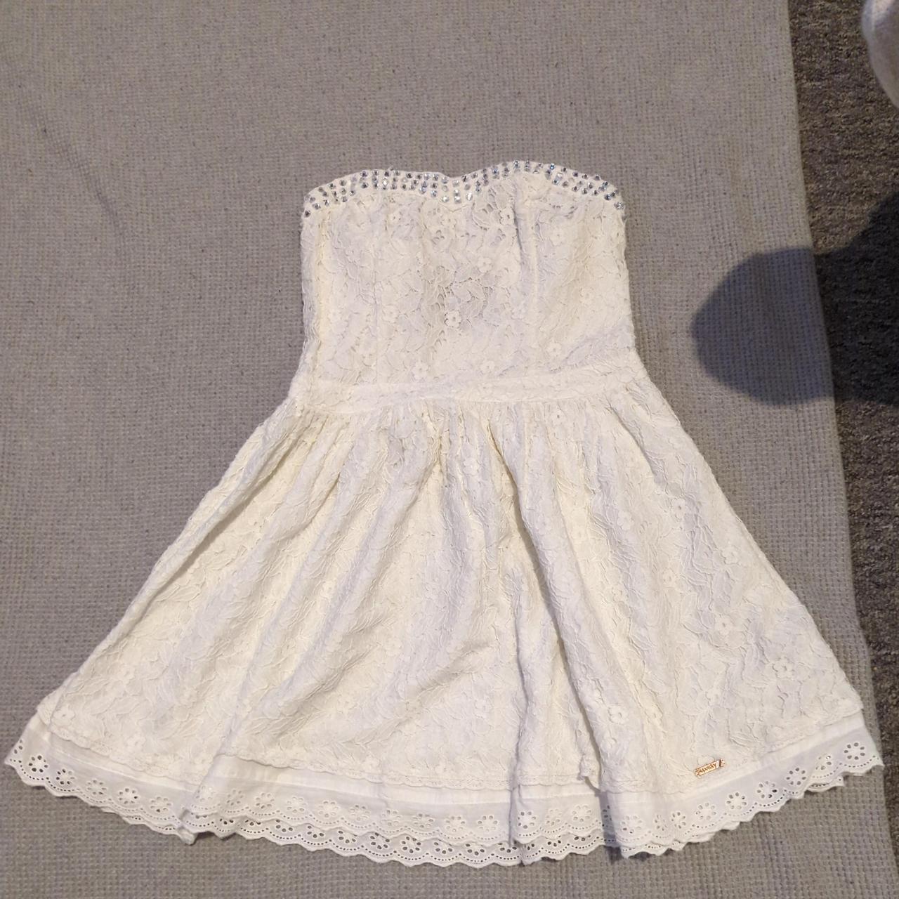 Gorgeous superdry size S jewelled white lace mini... - Depop