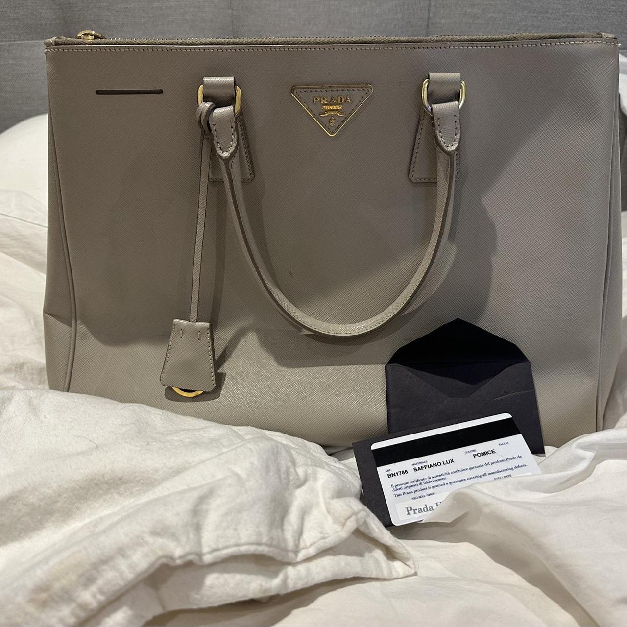 Prada, Handbag, Colour ‘Pomice’ light grey, This is