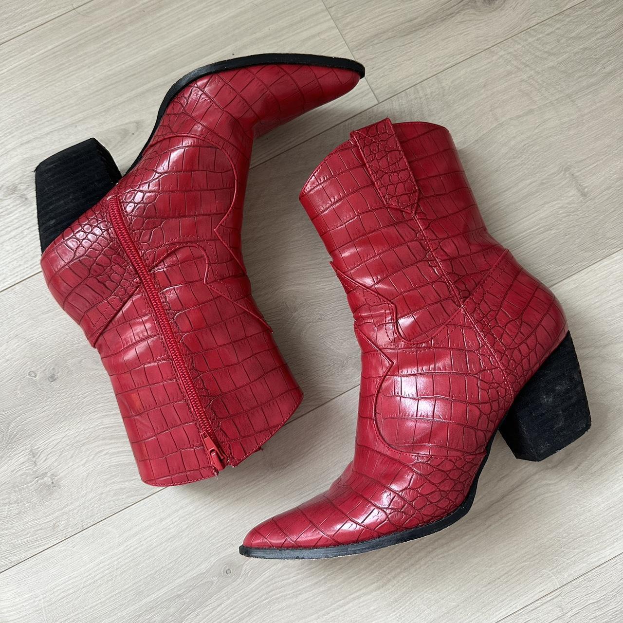 croc print ankle boots