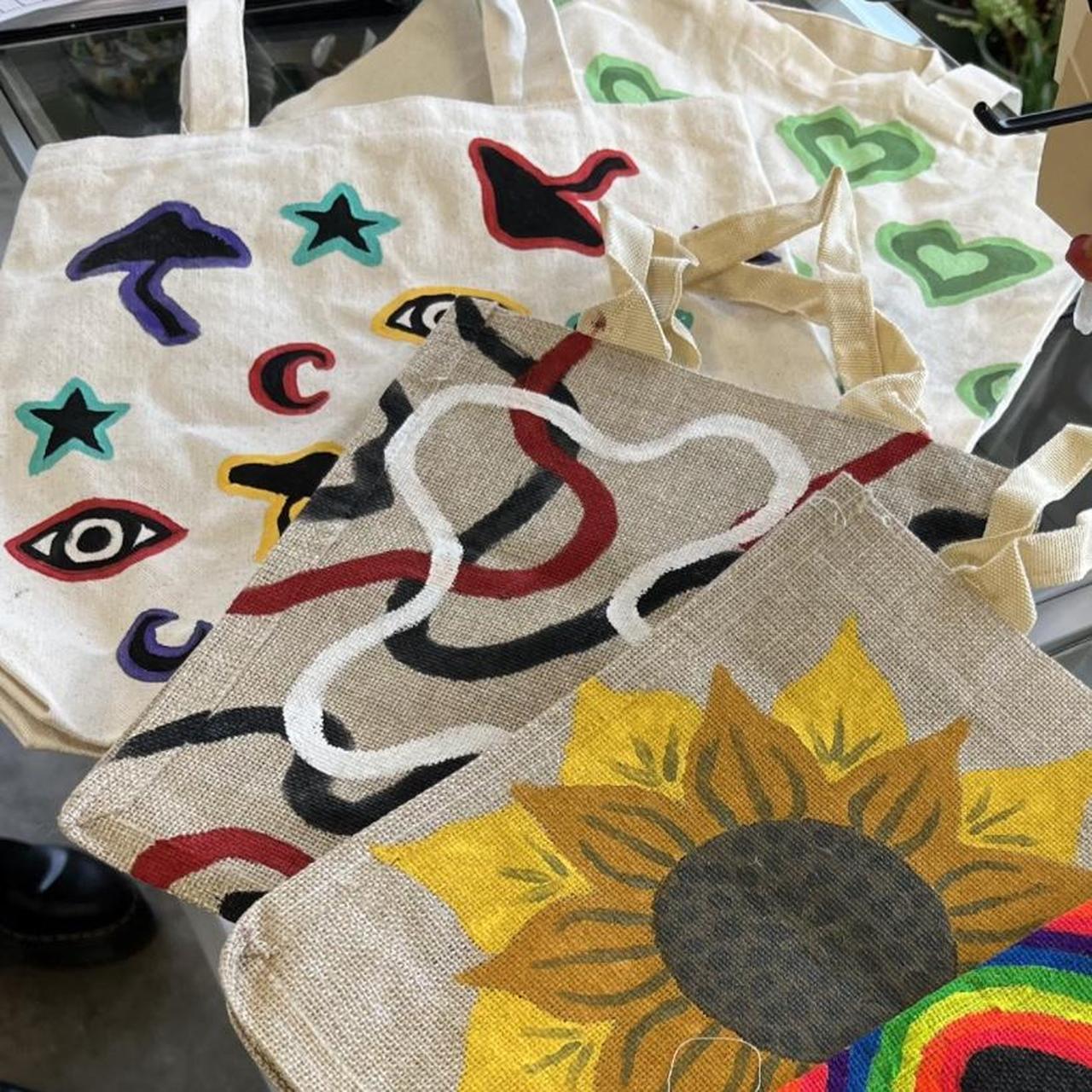 Custom Painted Tote Bag- Multicolor •Dm to - Depop