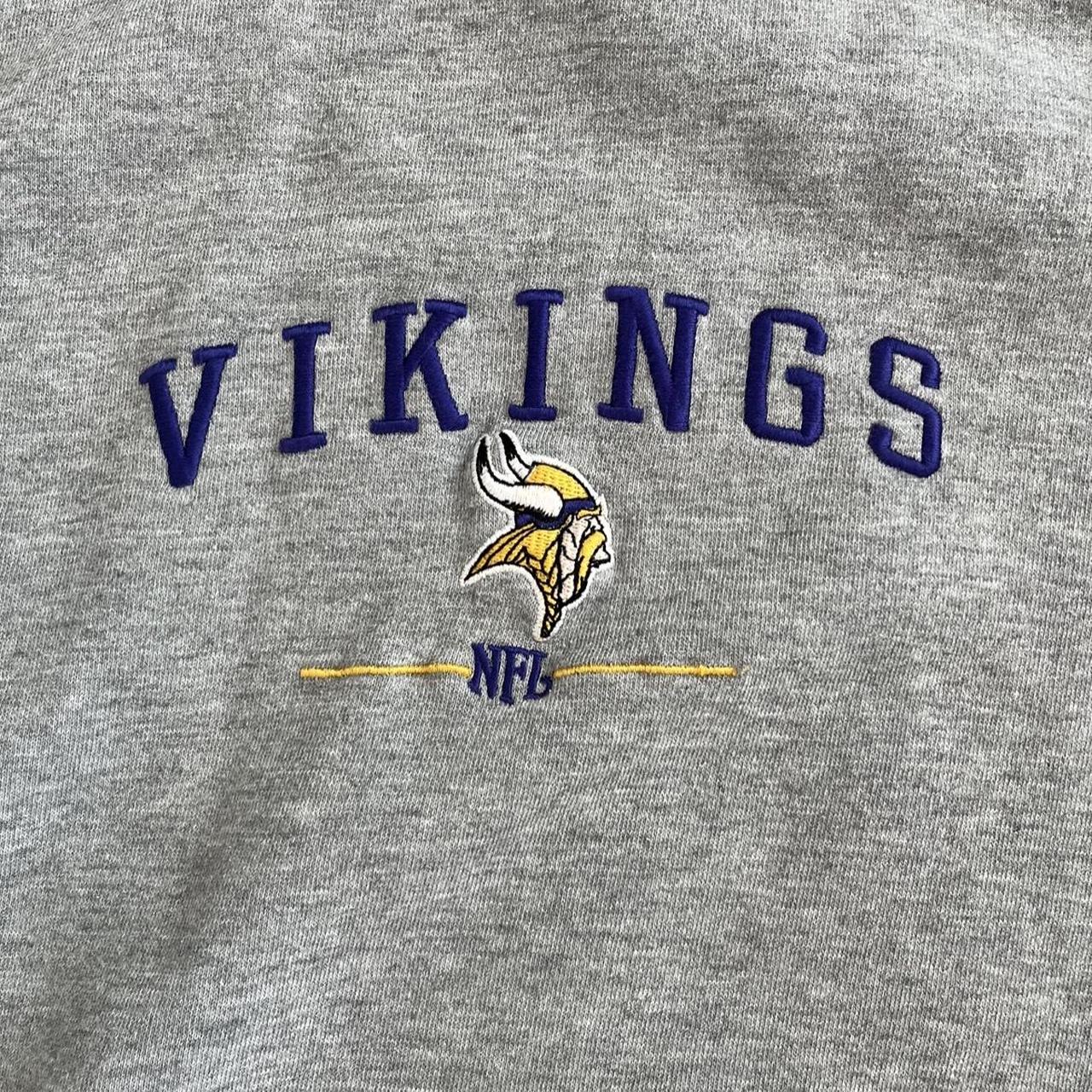 90s Vintage NFL Grey Vikings fleece Crewneck - Depop