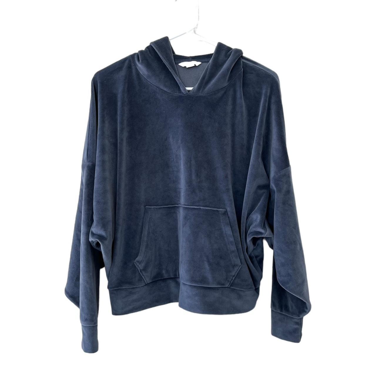 American Eagle velvet velour hoodie in blue size