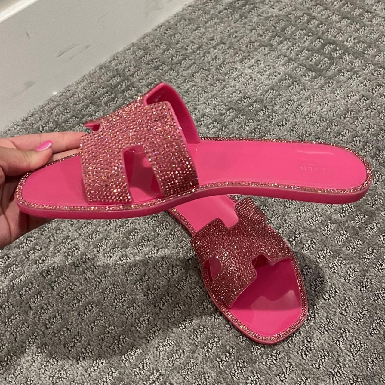 Pink diamond jelly slides. Super cute. Perf for... - Depop