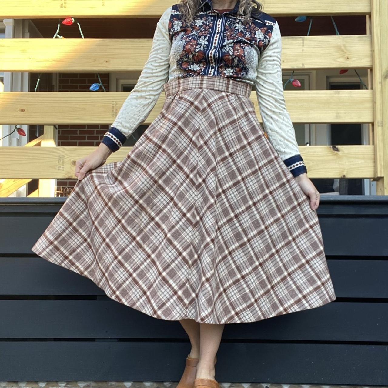 Plaid maxi 2024 skirt cream