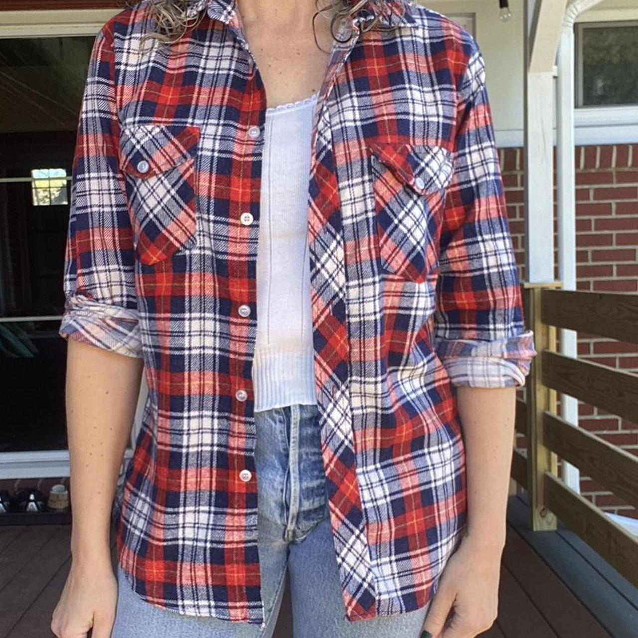 Vintage Hakers brand flannel shirt. Red white and | Depop