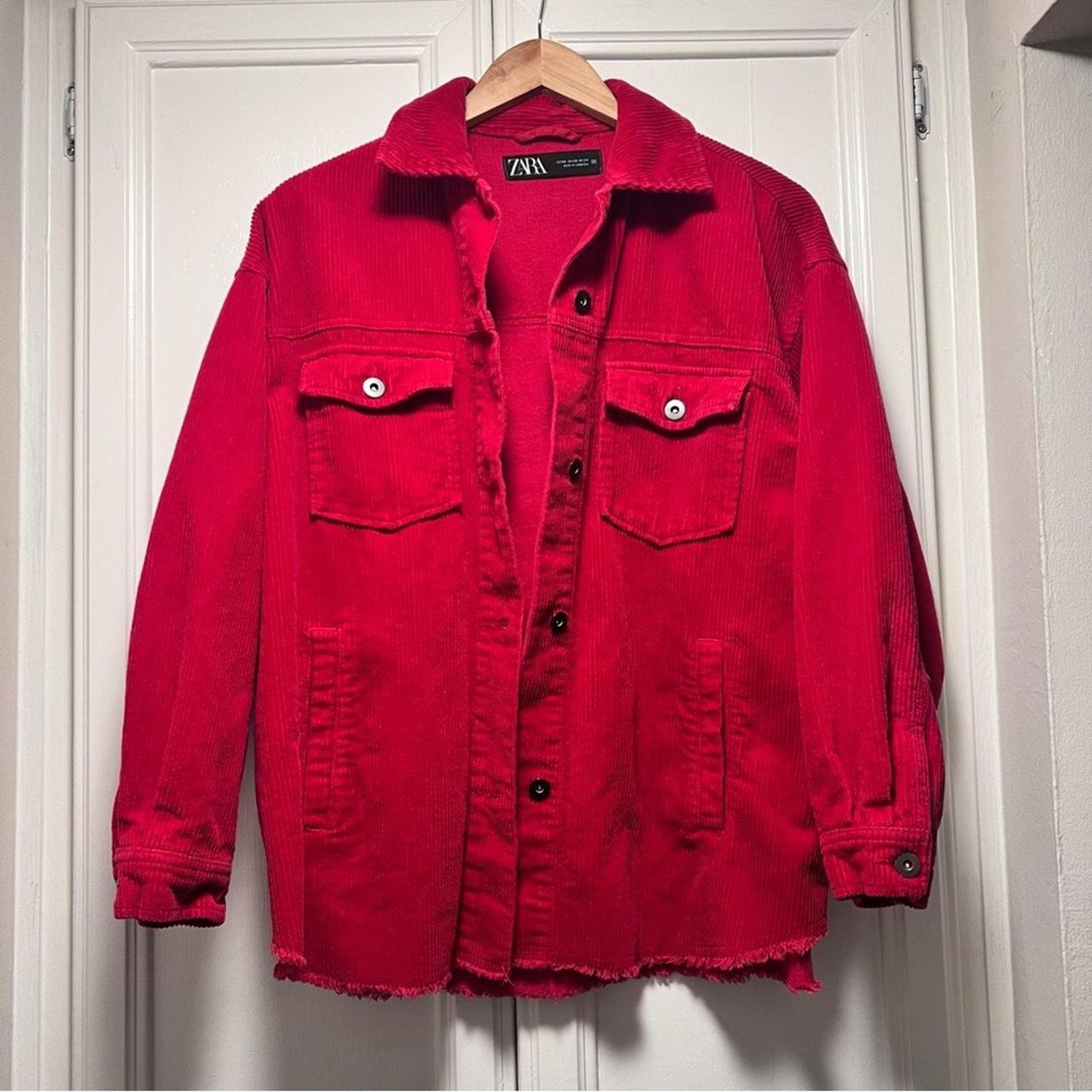 Women's Top - Red - XS – ZARA Red Corduroy Oversi… - image 1