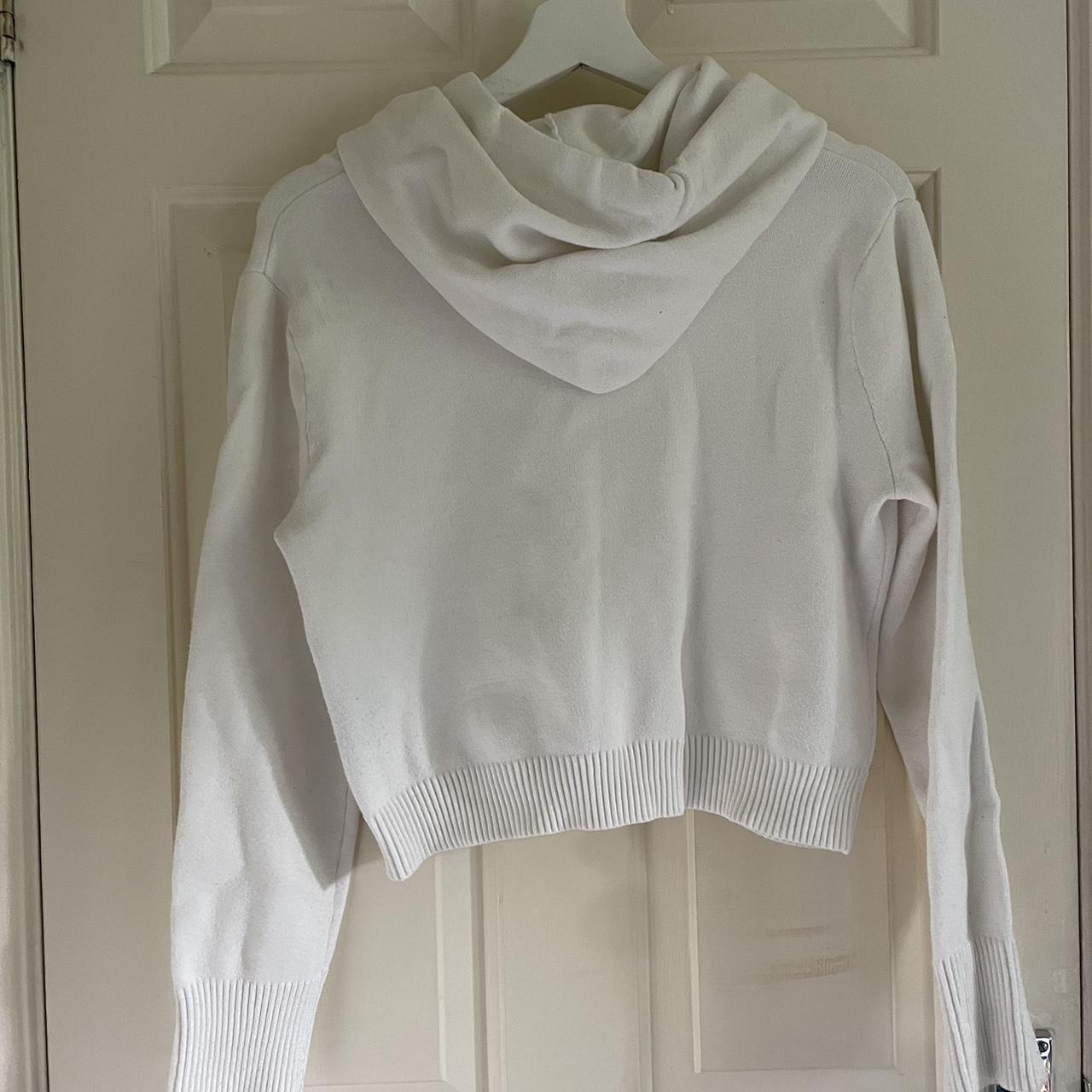 Gorgeous ZARA White cropped hoodie with gem... - Depop