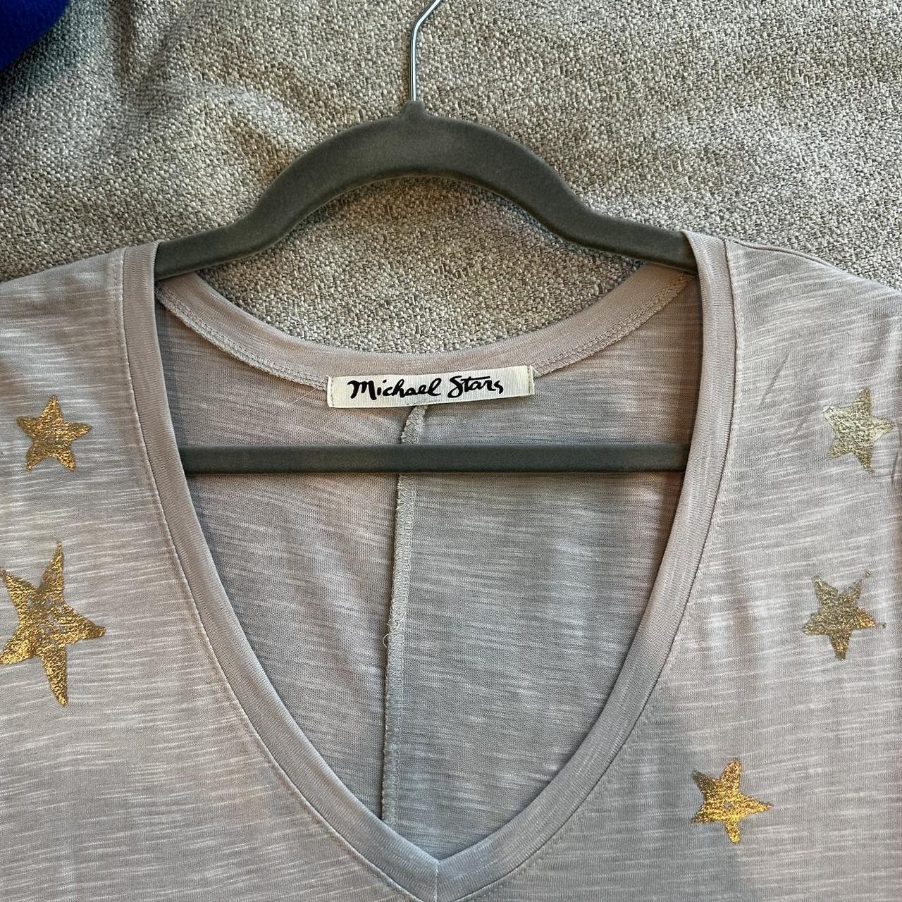 Michael Stars Beige and Gold Star Top Size Small . Depop