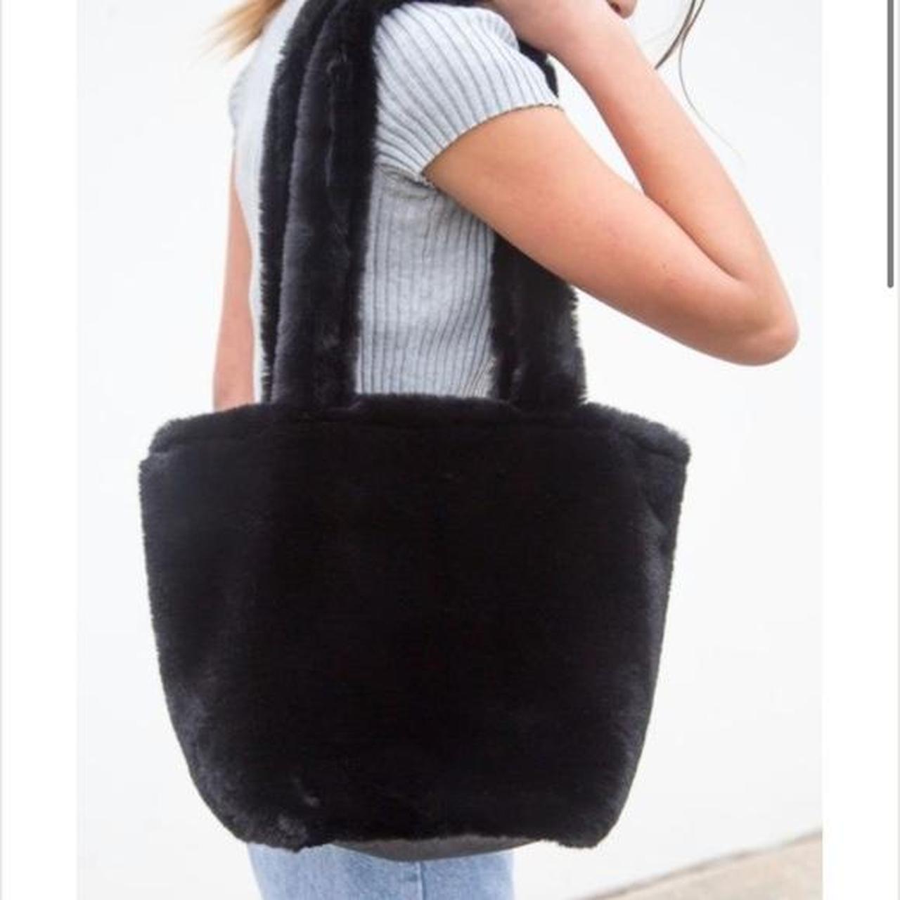 brandy melville faux fur fluffy black bag have Depop