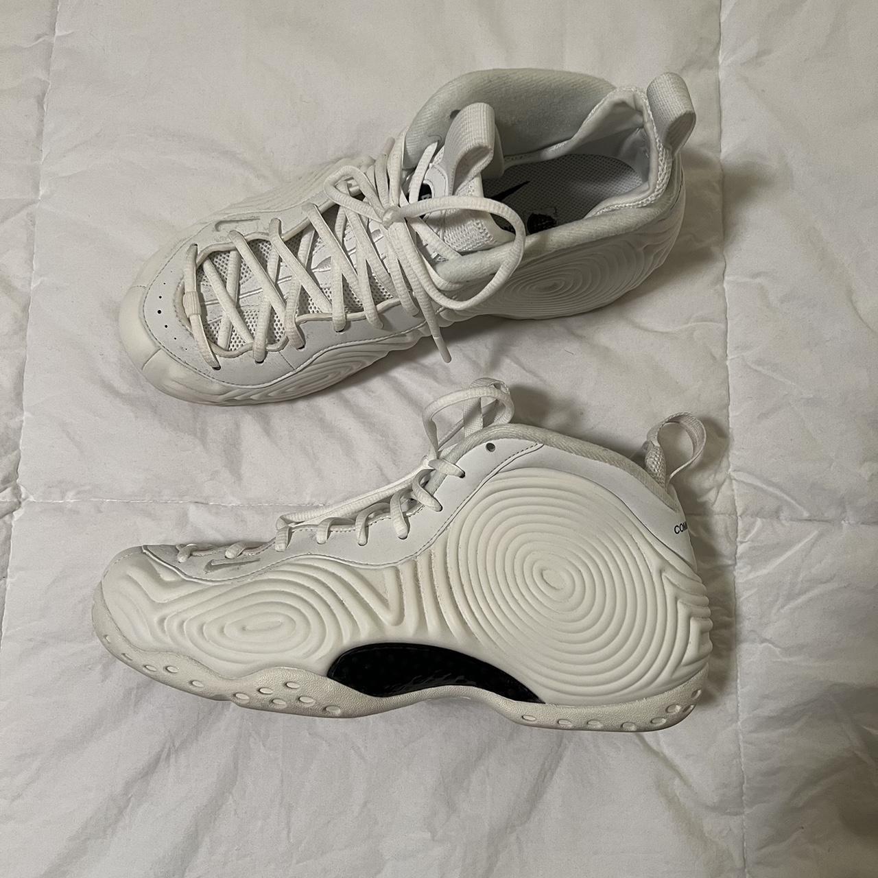 White CDG Foamposite size 10 worn twice - Depop