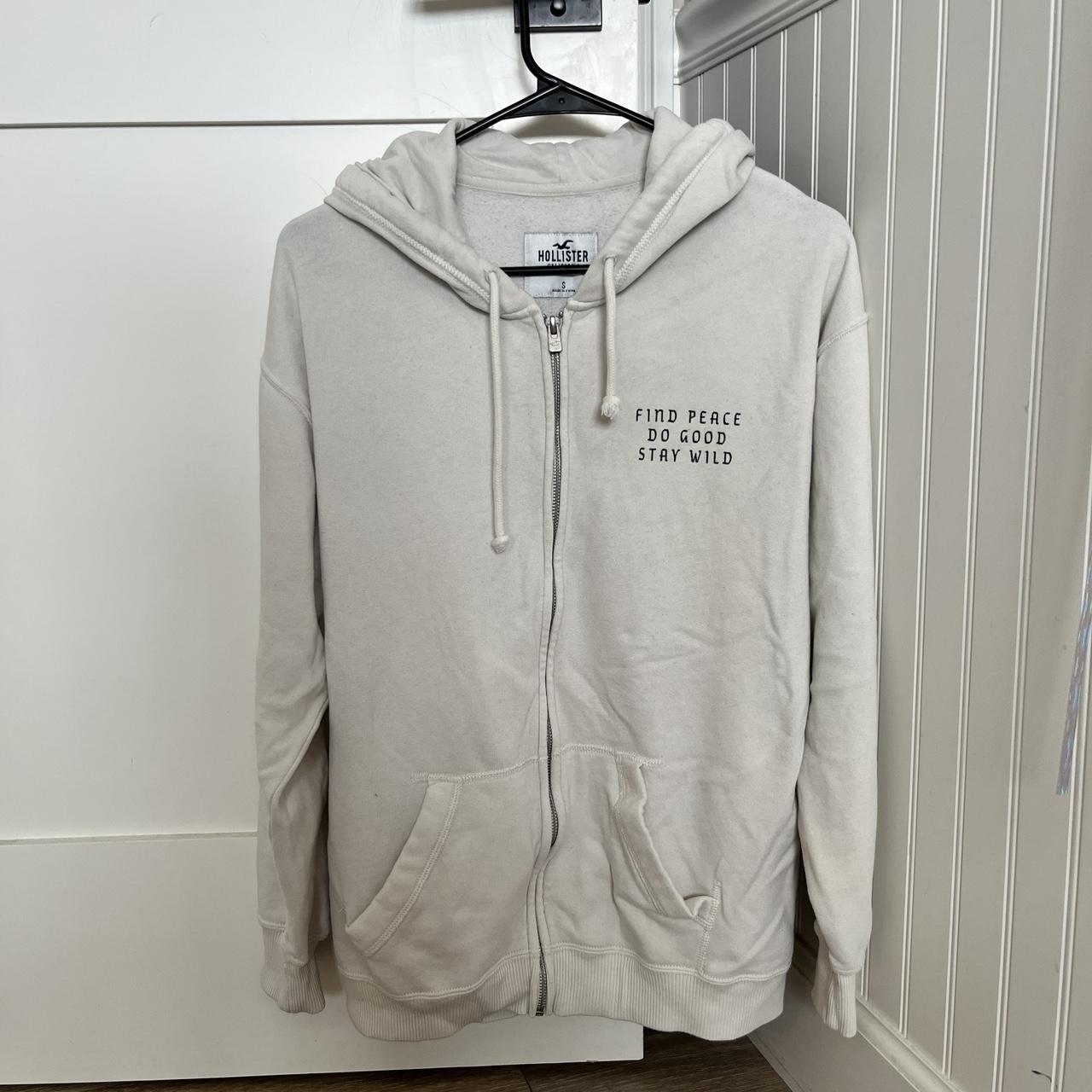 Hollister Women's Gray Hooded Zip Up Sweatshirt - Depop