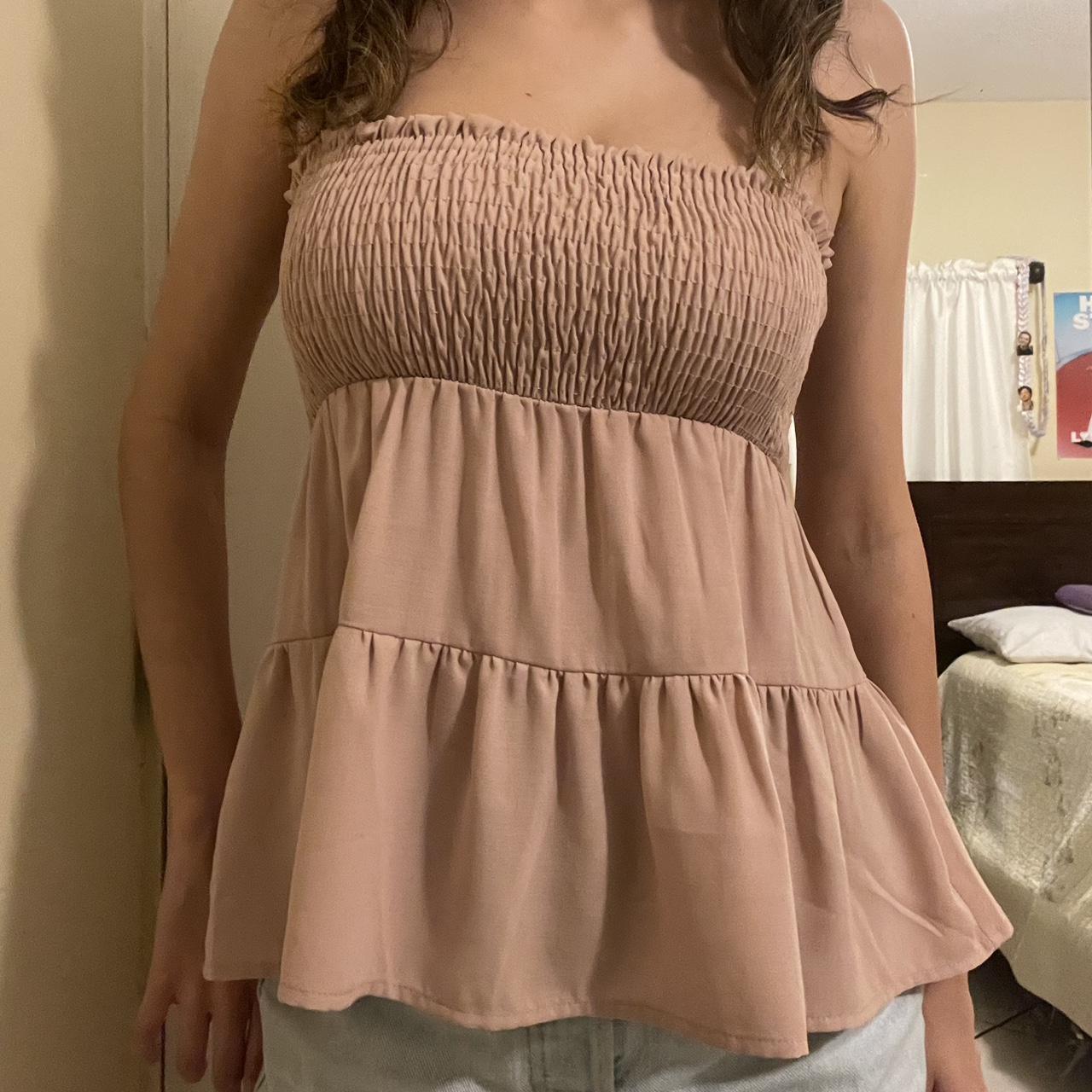 light pink babydoll tank top! worn like once and... Depop