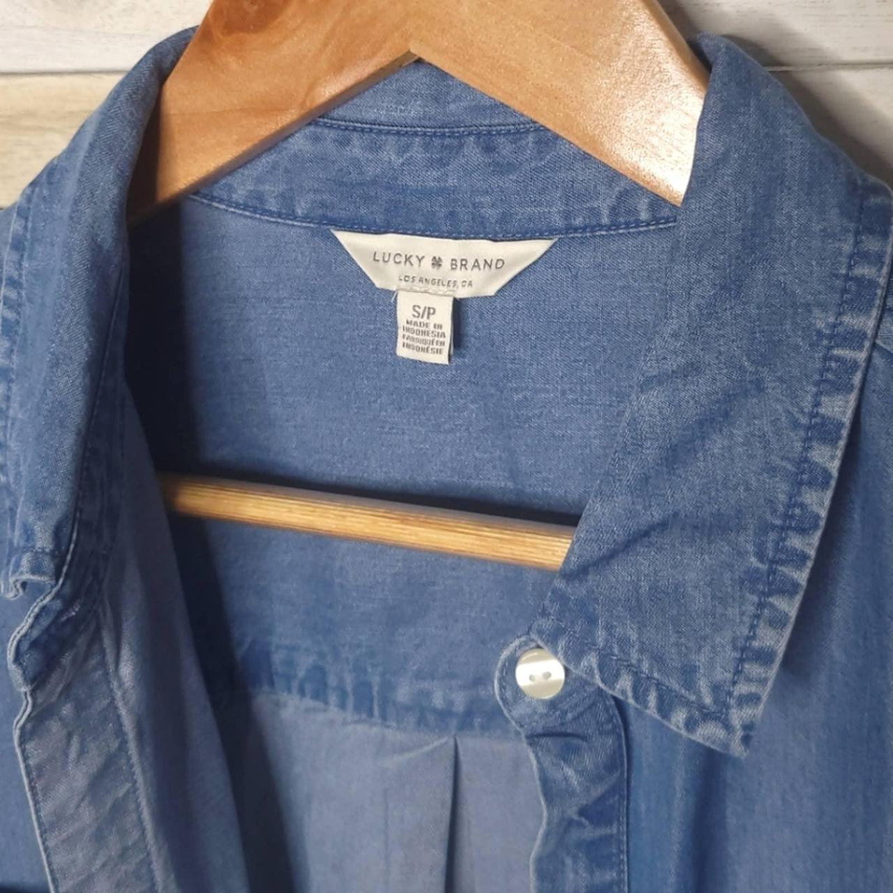 Lucky Brand Size Small Blue Chambray Long Sleeve - Depop
