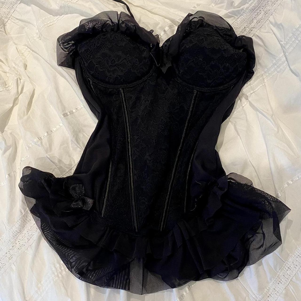 Absolutely Beautiful Black Vintage Corset With Lace... - Depop