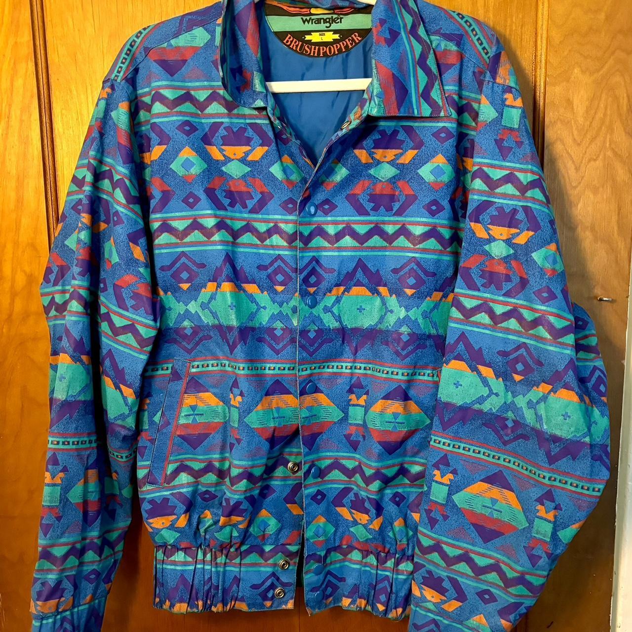 Vintage 90s Wrangler Brushpopper Jacket L Western - Depop