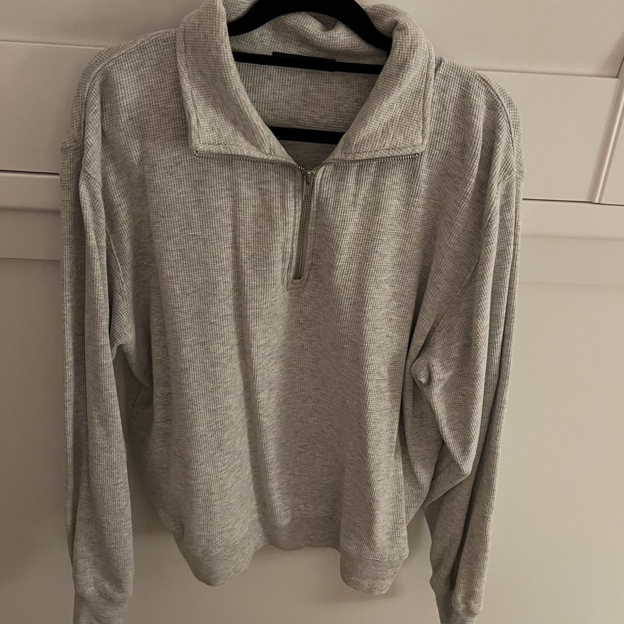 brandy melville grey quarterzip worn once - Depop