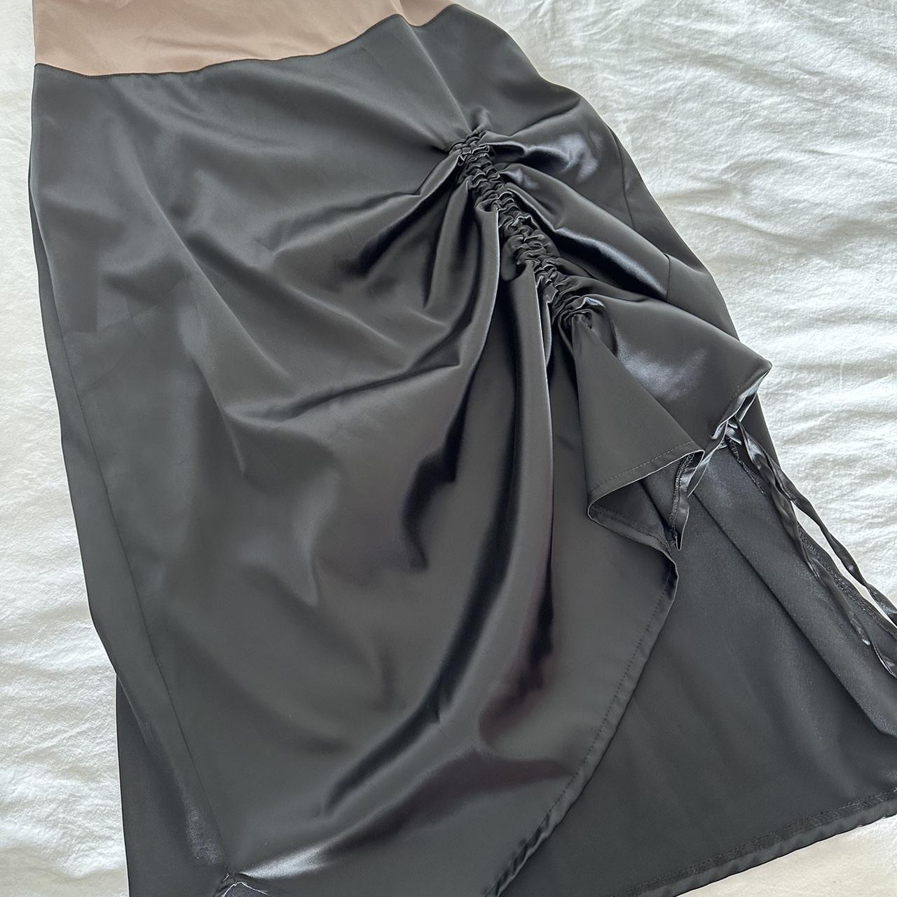 Black and brown silk skirt 💗 Black maxi satin skirt... - Depop
