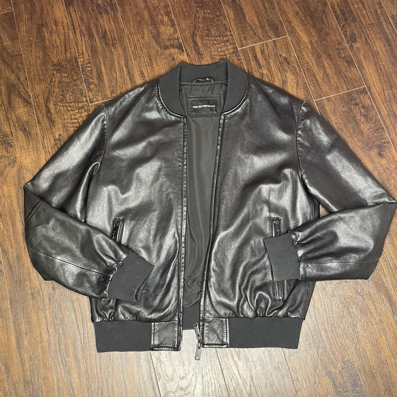 Emporio armani 2024 leather bomber jacket