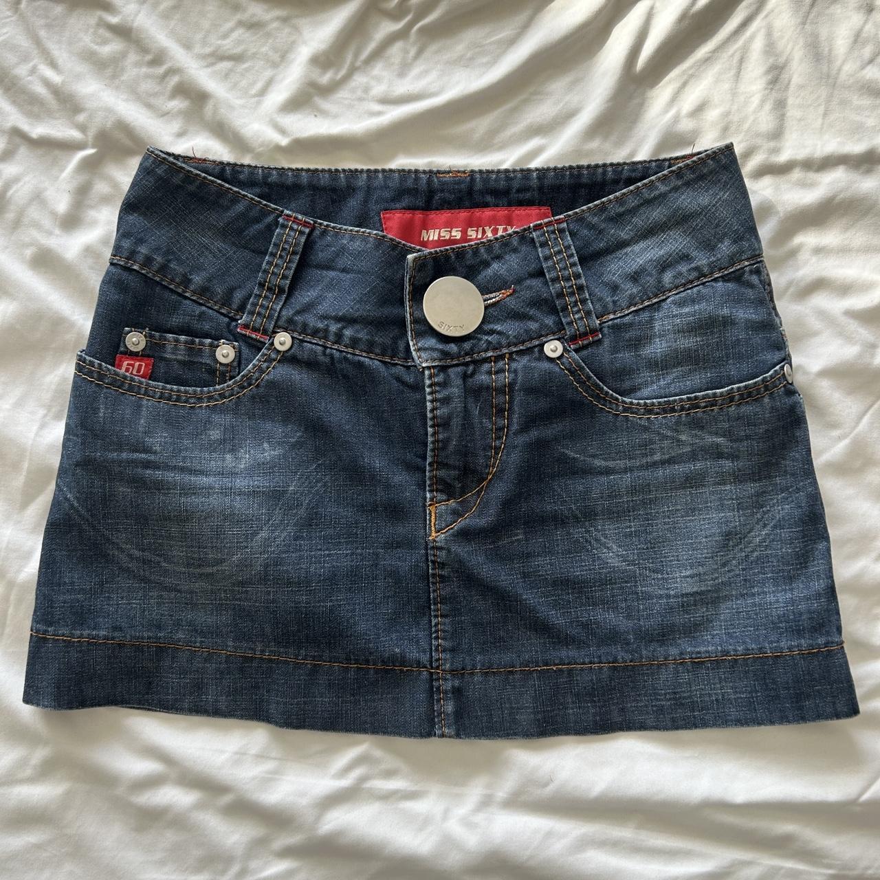 Miss Sixty denim mini skirt sz M low waist - Depop