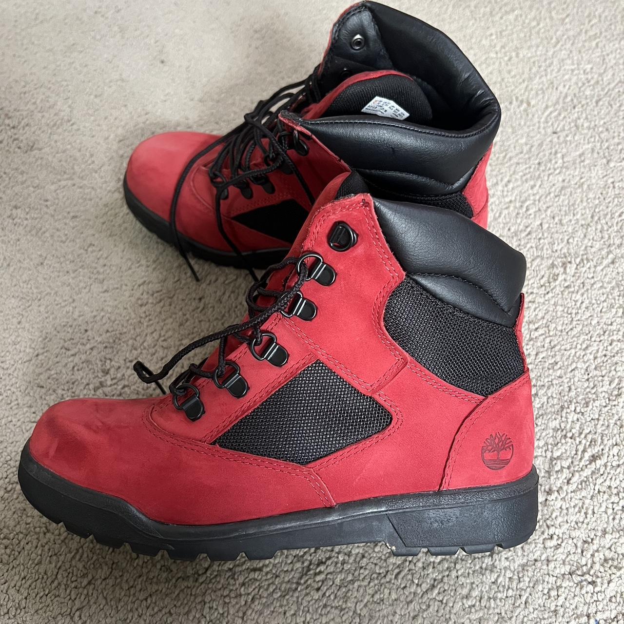 Red boy 2024 timberland boots