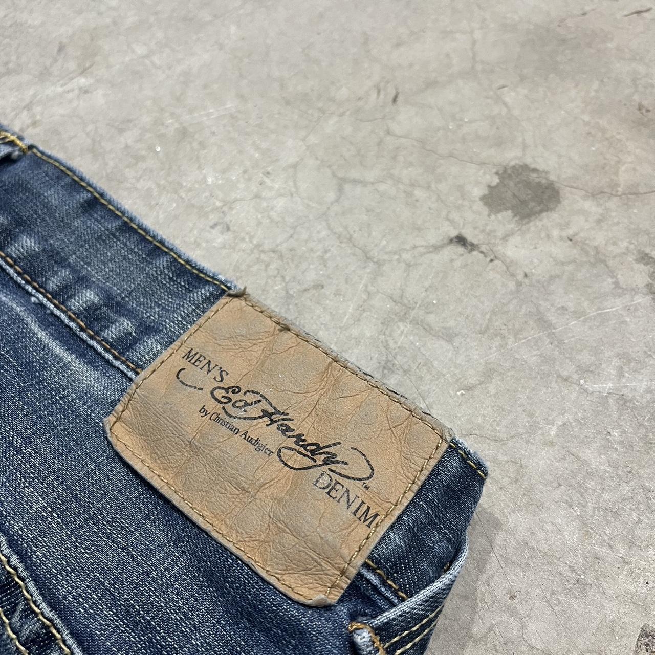 y2k ed hardy jorts -size: 34 -flaws: buttons... - Depop