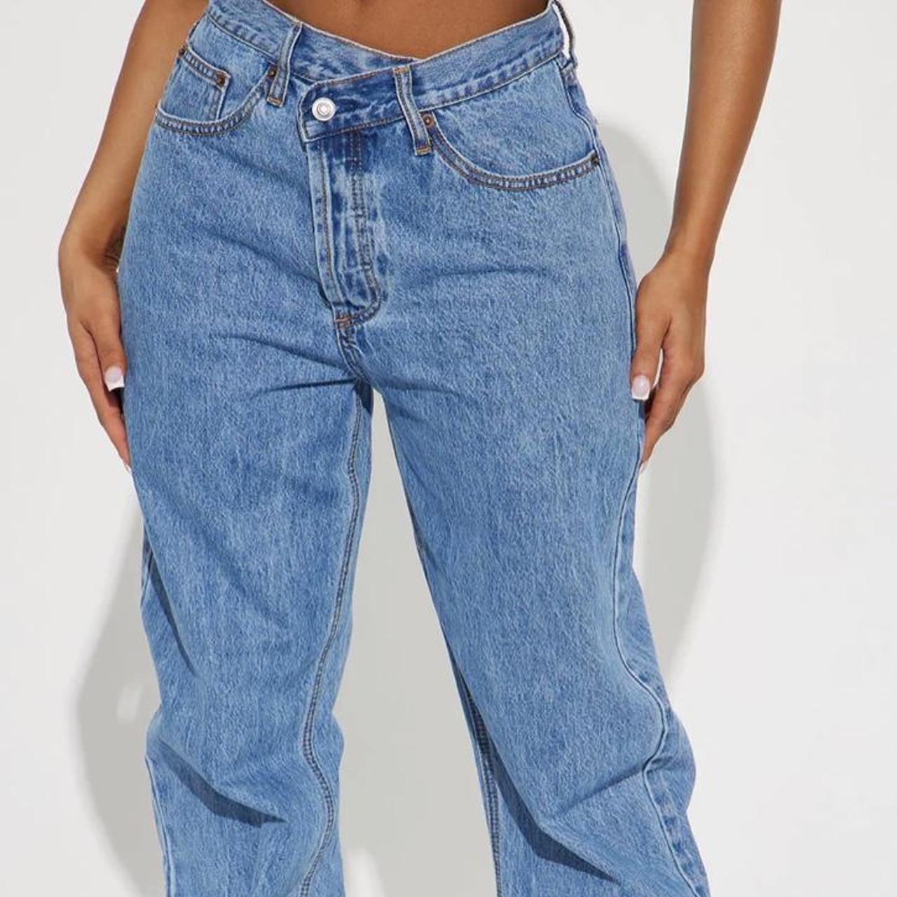 fashion nova criss cross jeans 🤍 size 5 jeans... Depop