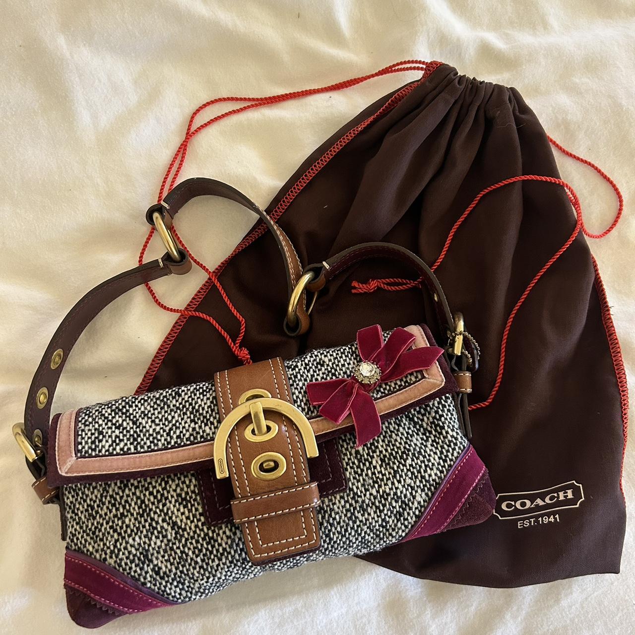 Coach RARE Soho Demi Tweed, Leather, factory Suede Velvet Crossbody Purse Bag with Bow