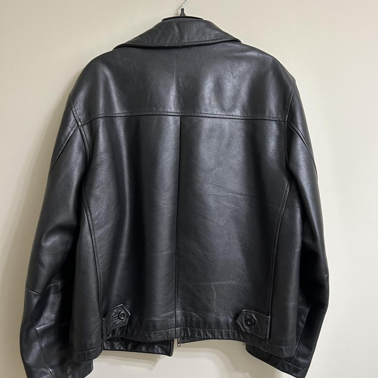 All American Black Leather Jacket. heavy duty jacket... - Depop