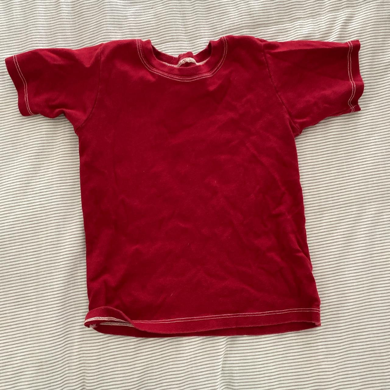such a cute red baby tee fits perfectly has a a... - Depop