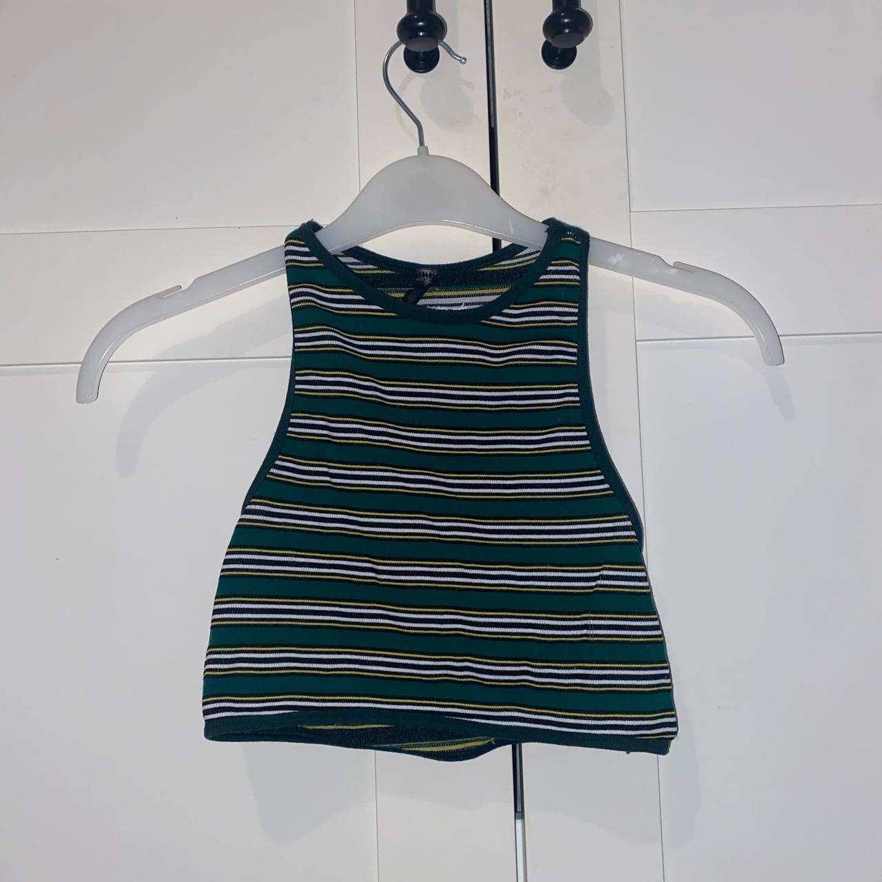 Urban Outfitters Women's Green and Yellow Crop-top | Depop