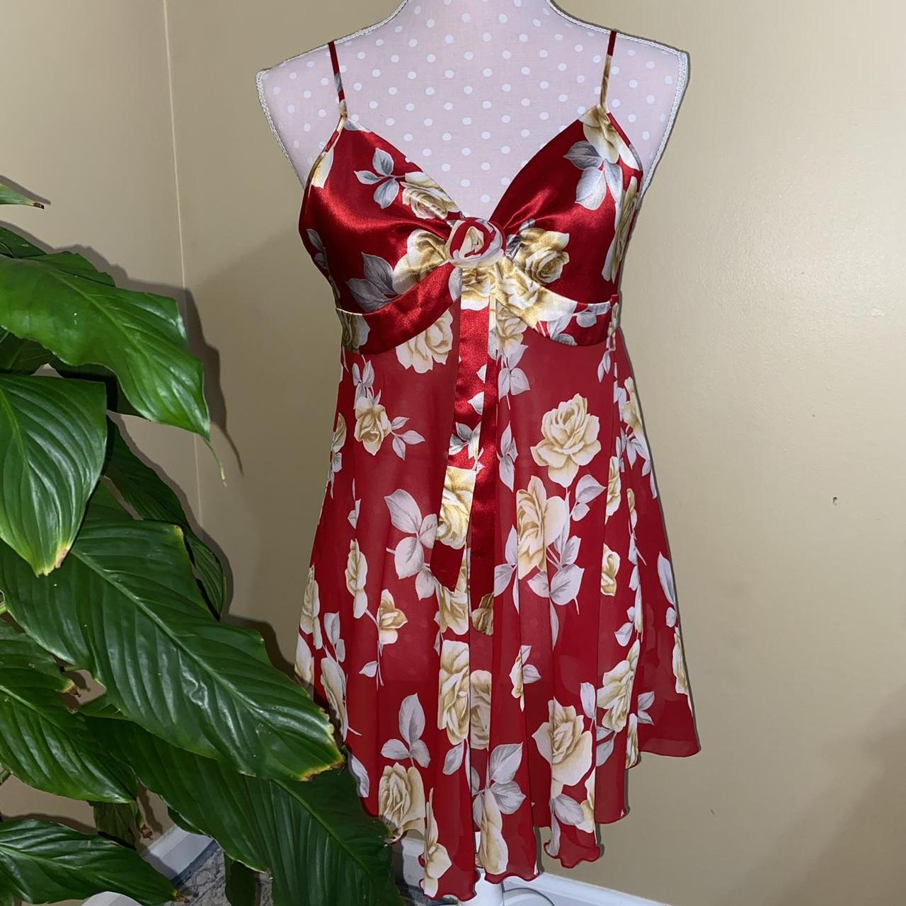 Victoria’s Secret stunning red floral chemise. Sheer... - Depop