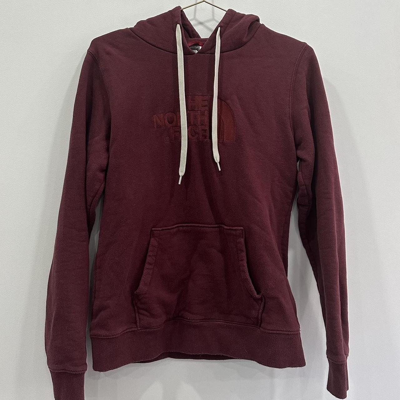 North Face Women s burgundy hoodie Size Medium Depop