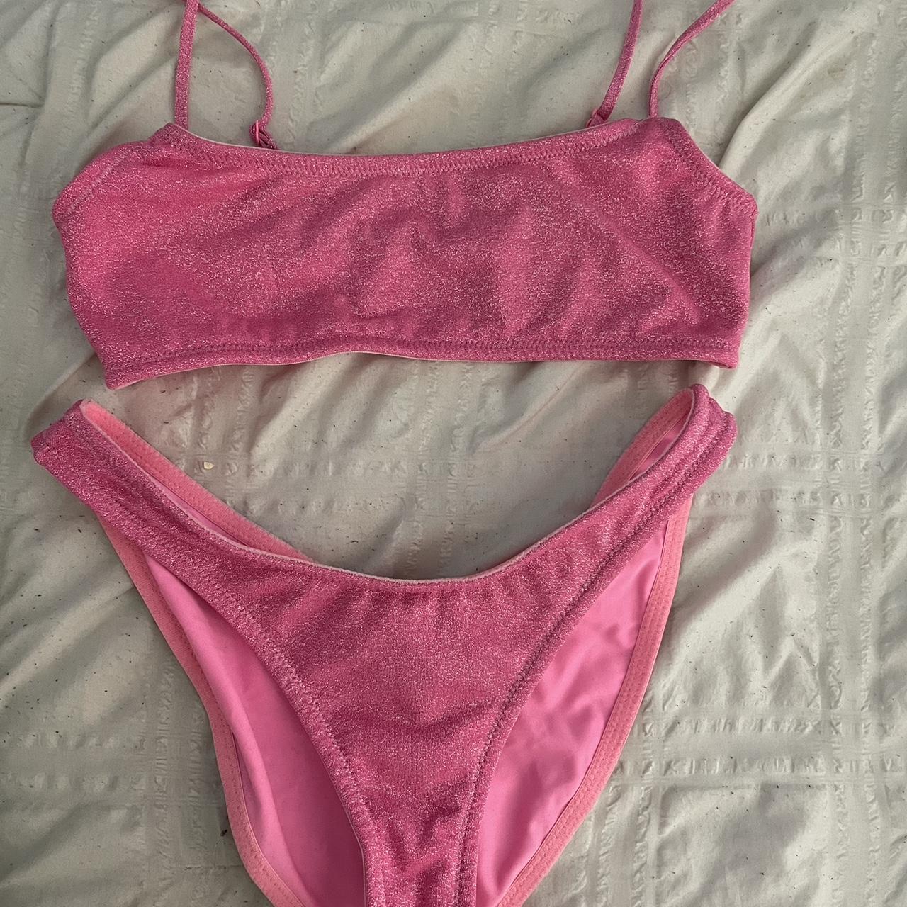 pink sparkle triangl bikini bottoms small top xsmall - Depop