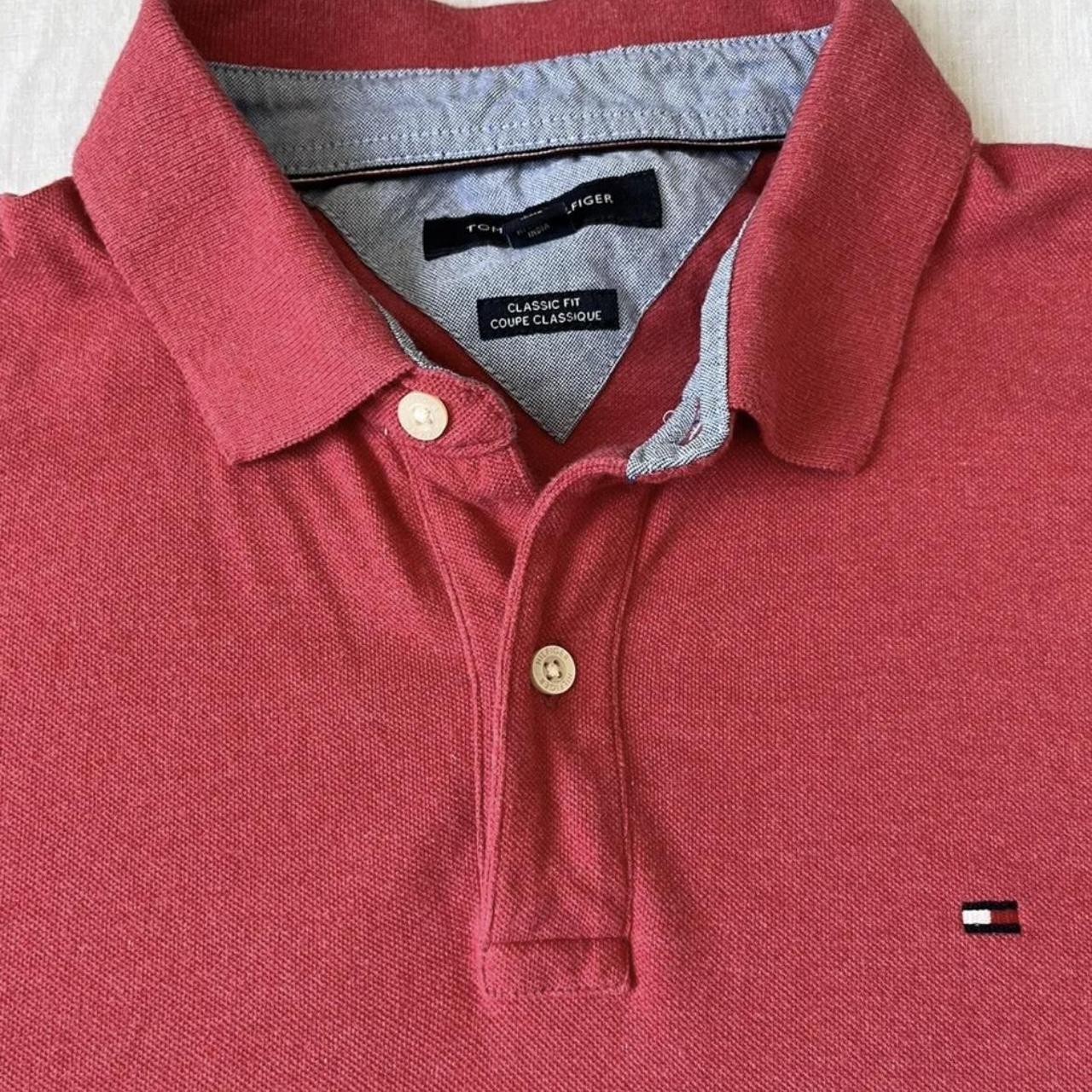 Tommy Hilfiger Adult Extra Large Dark Pink Polo... - Depop