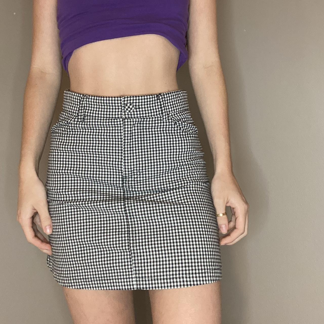 Brandy Melville black and white checkered mini skirt