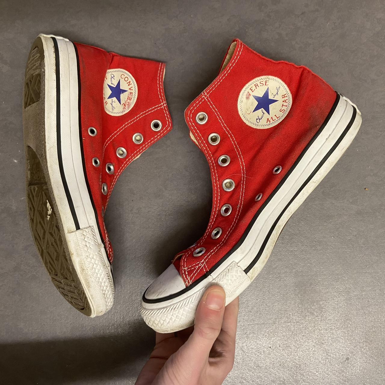 Red High Top Converse Got these off of depop about a... - Depop