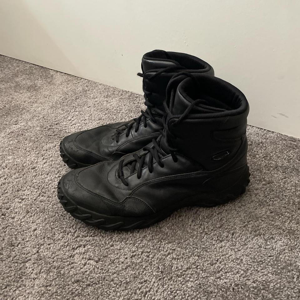 2000s oakley black combat boots size 13.5 6/10... - Depop