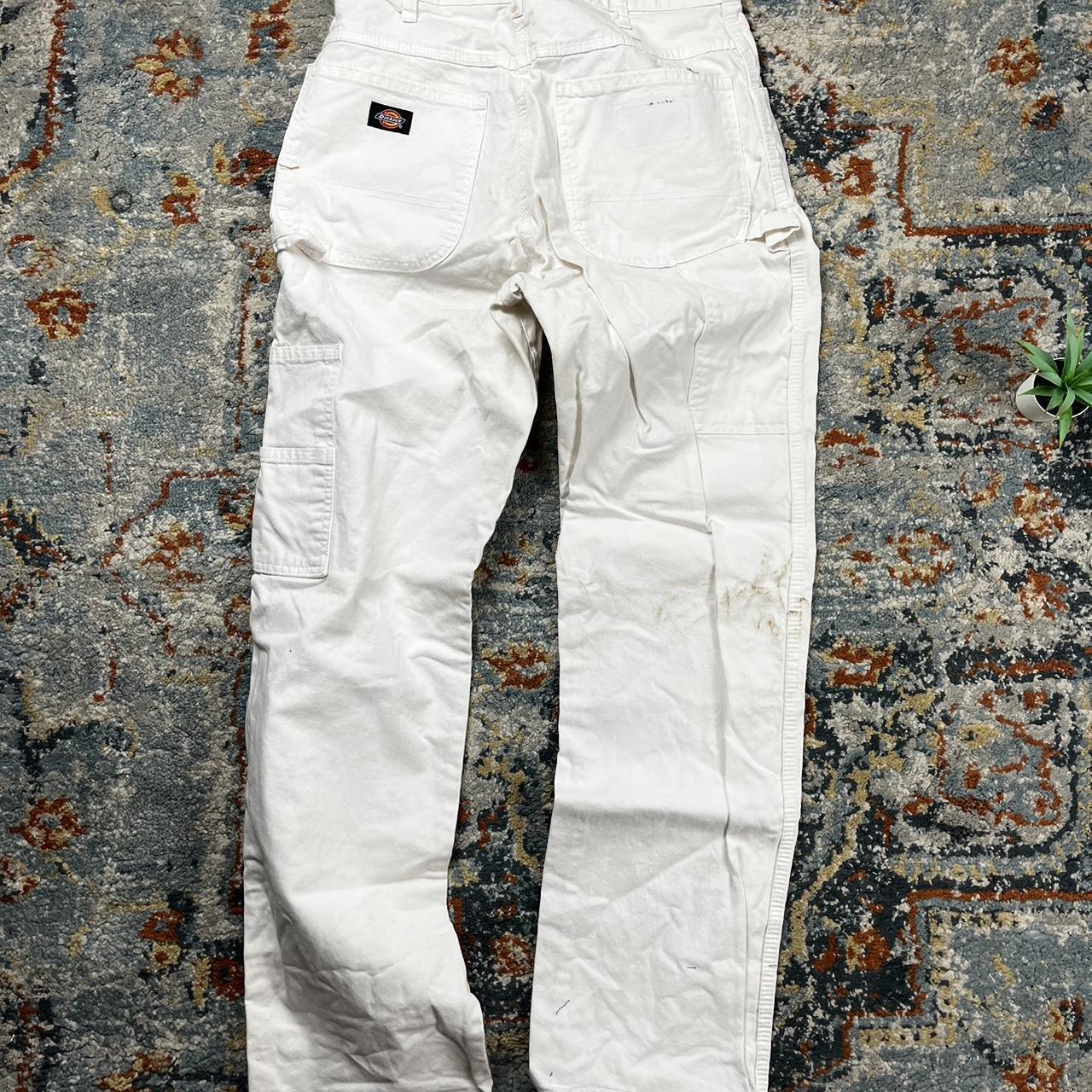 Vintage Dickies White Work Pants W14 I33 Stain in... - Depop
