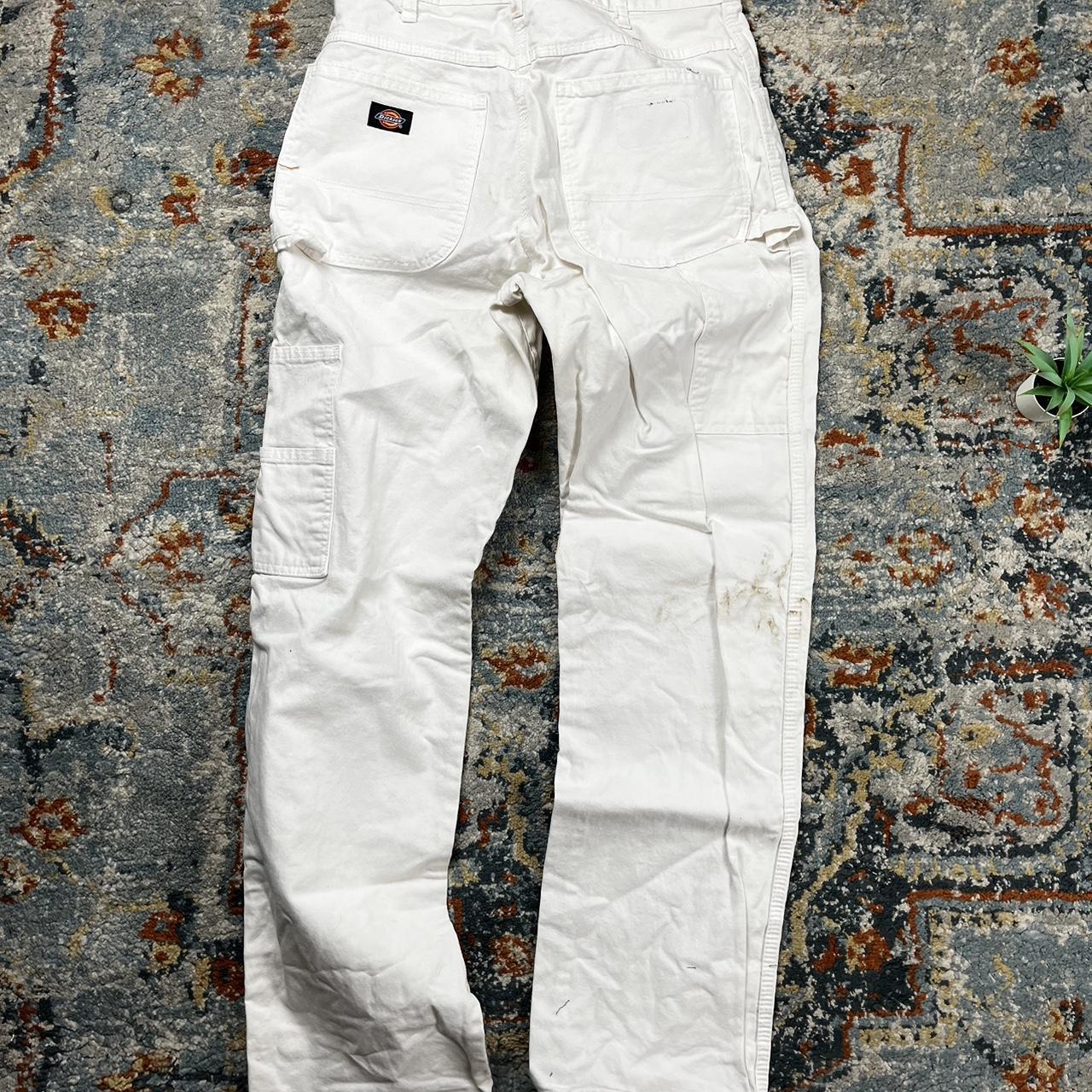 Vintage Dickies White Work Pants W14 I33 Stain in... Depop