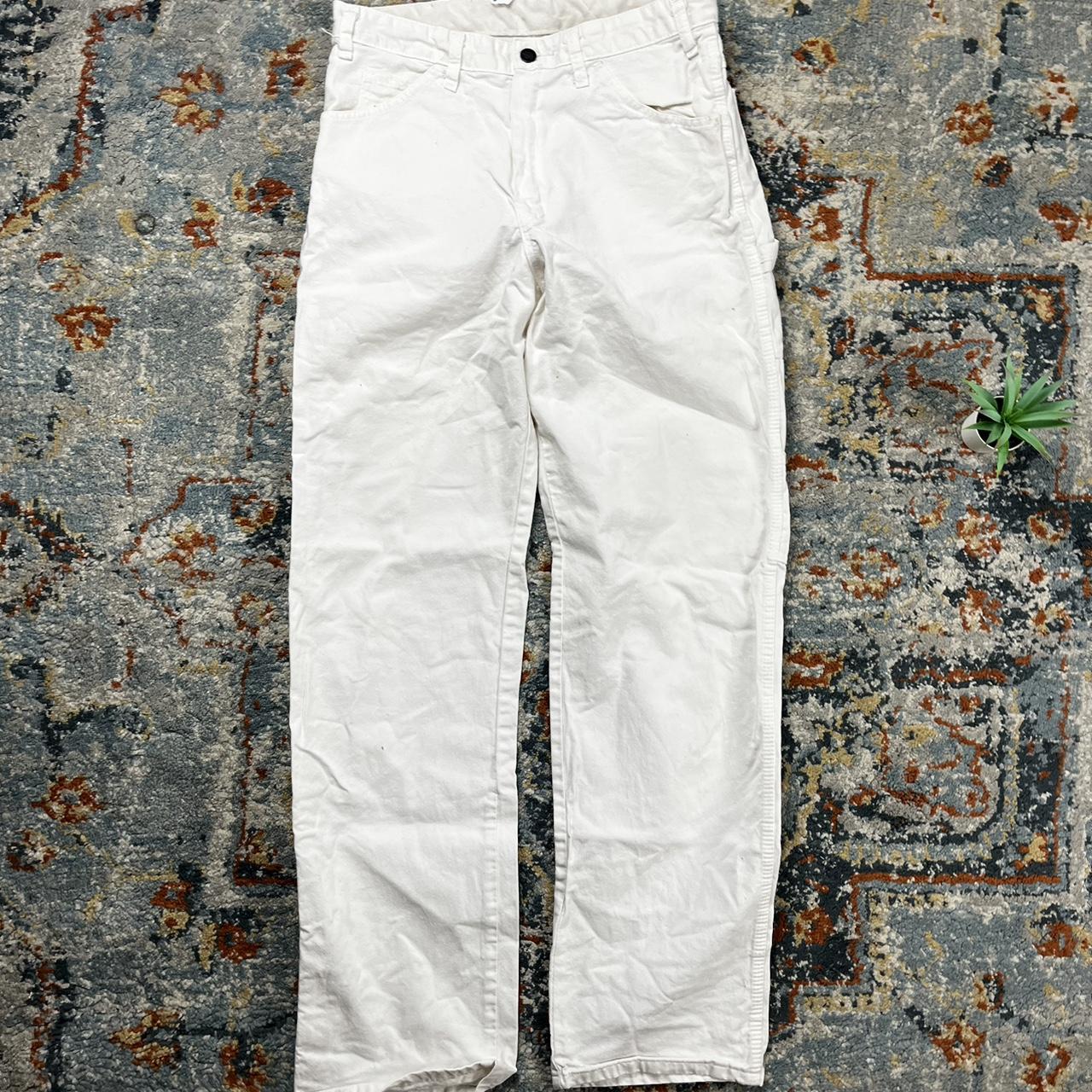 Vintage Dickies White Work Pants W14 I33 Stain in... Depop