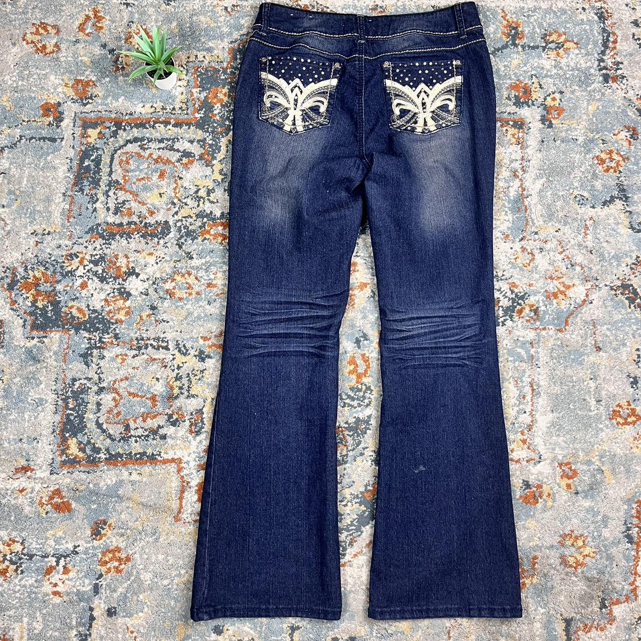 Vintage Y2K Rhinestone Baggy Jeans 16x32 light... Depop