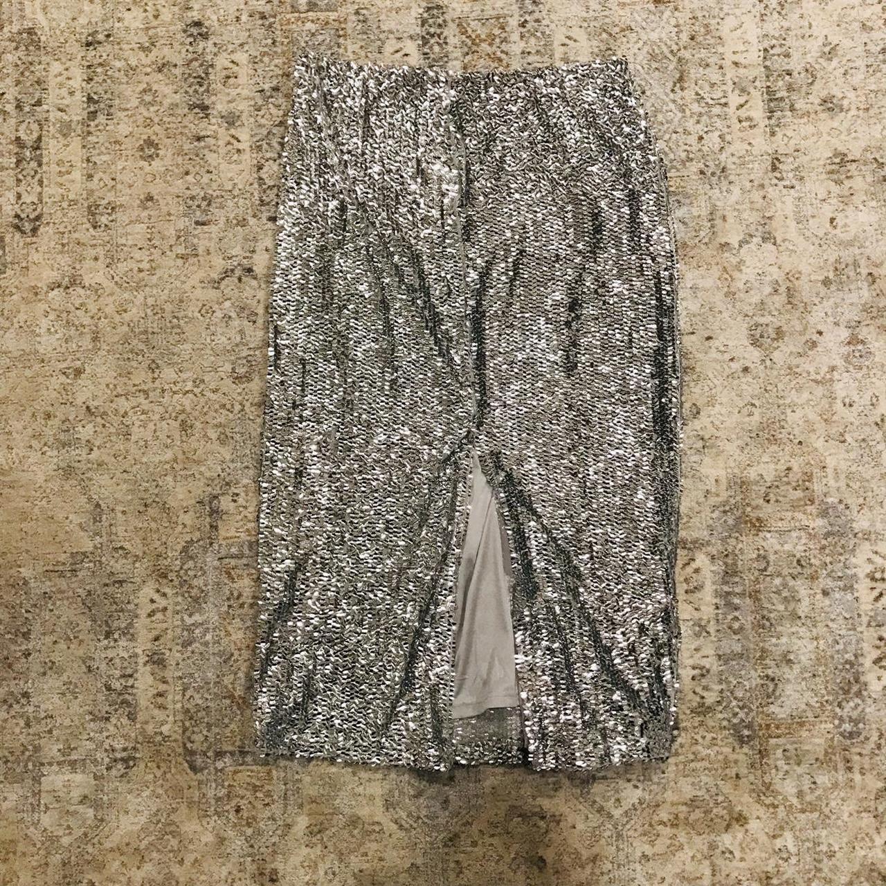 Silver sequin sale midi skirt topshop