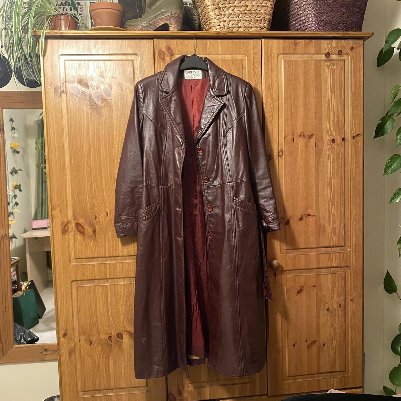 stunning vintage genuine leather long trench coat... - Depop