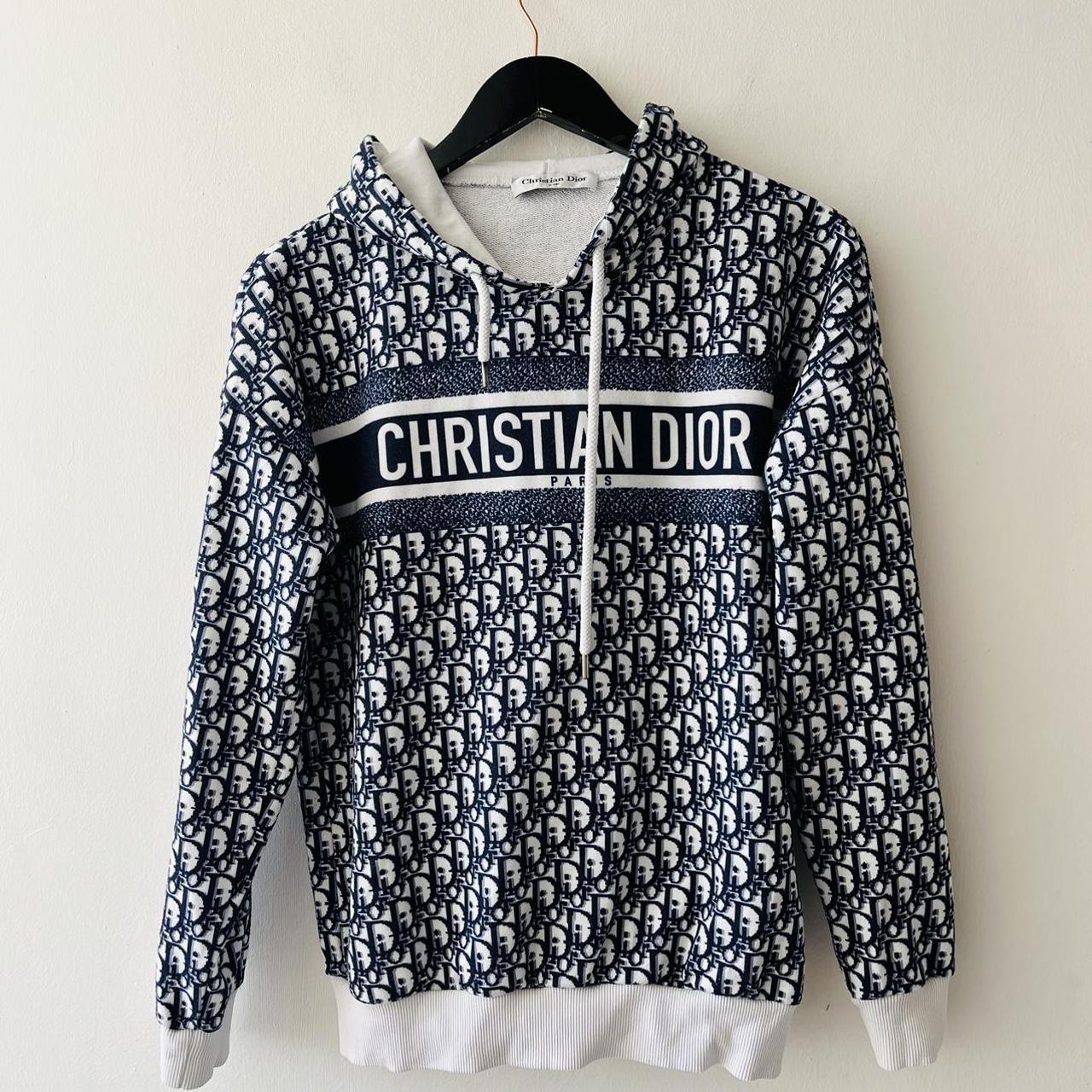 Christian Dior logo jumper printed y2k chunky hoodie... - Depop