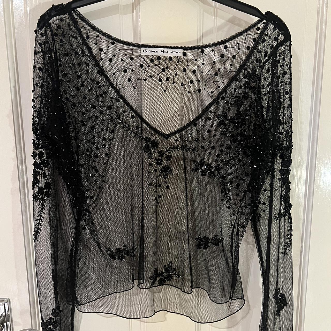 Vintage mesh sequinned top, never worn - Depop