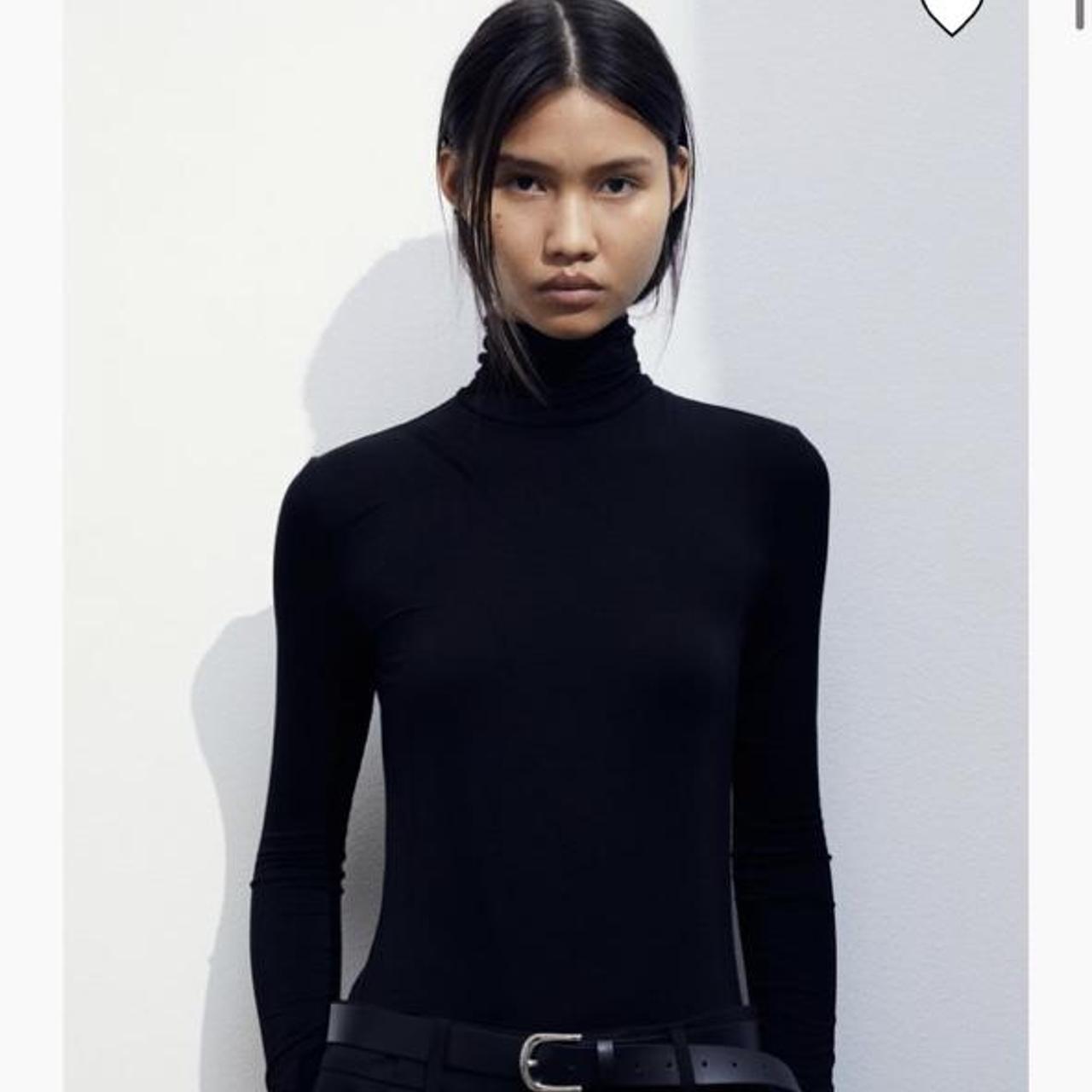 PLAIN BLACK HIGH NECK ROLL NECK TURTLENECK TOP - the... - Depop