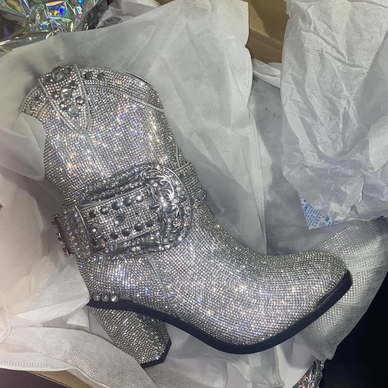 Club Exx Rhinestone Cowboy Boots - Silver – Dolls Kill